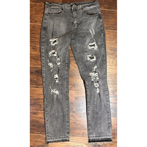 Forever 21 Men’s Jeans, Heavily Distressed/Unhemmed (See Photos) Sz 32 - Picture 3 of 11